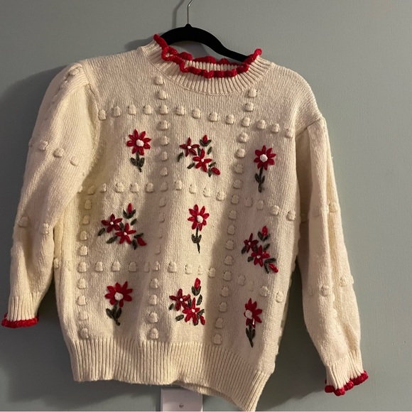 Zara Cream Sweater with Red Floral Embroidery - Picture 4 of 10